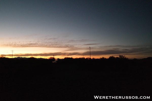 BLM camping Tucson AZ Sunset