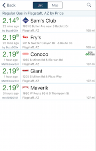 GasBuddy Flagstaff List