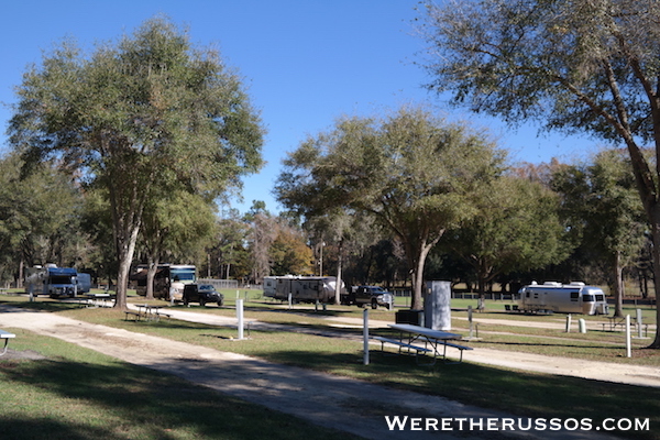 Travelers Campground Alachua Florida RV sites