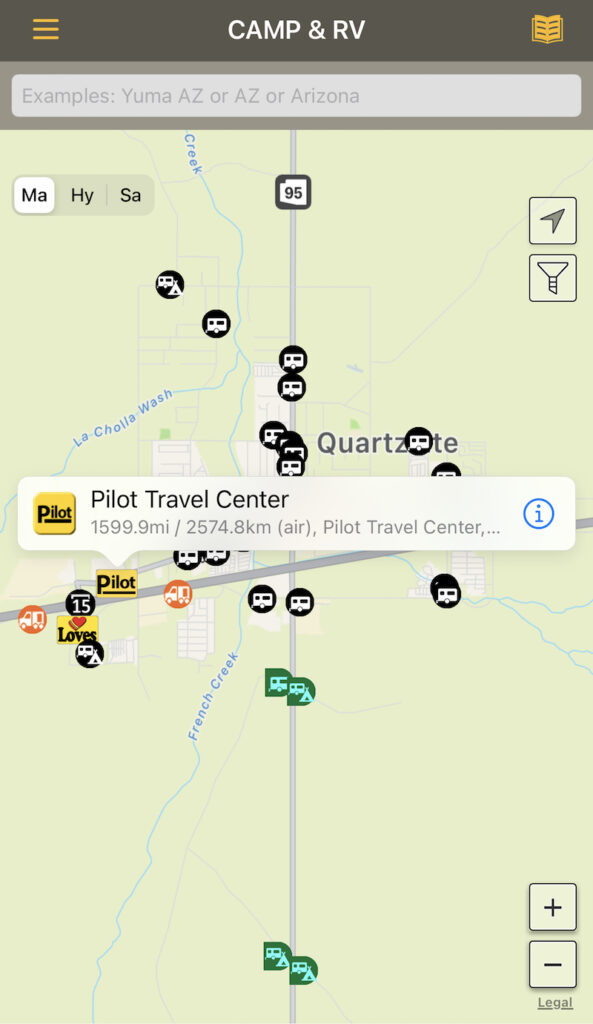 Allstays camp and rv app quartzsite truck stop